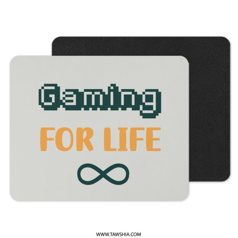 Gaming For Life Mouse Pad, Gamer Gift Idea, Computer Accessory, Infinity Symbol, Retro Pixel Art, Video Game Lover, Desk Decor - Tawshia