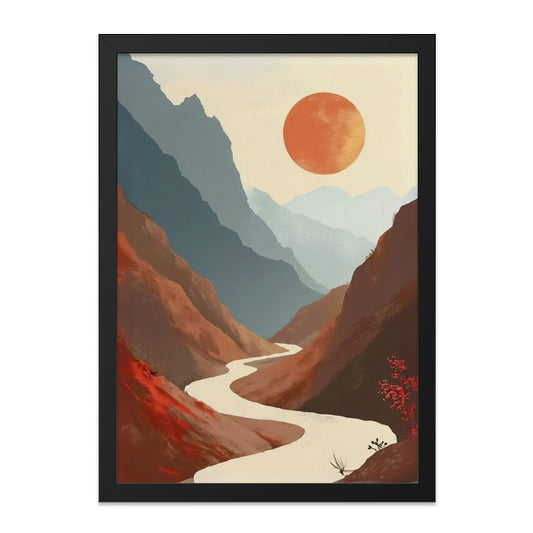 Mountain River Wall Art, Landscape Art Print, Minimalist Scenery, Modern Home Decor, Nature Art, Serene Art Print, Abstract Wall Art - Tawshia