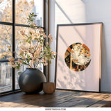 Floral Wall Art, Geometric Print, Modern Home Decor, Botanical Artwork, Abstract Circle, Unique Gift Idea, Stylish Wall Decor - Tawshia