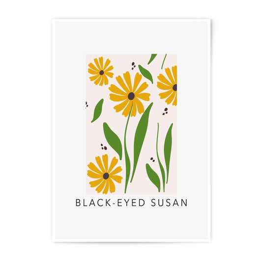 Black Eyed Susan Photographic Print, Floral Art Print, Yellow Flowers Wall Decor, Botanical Print, Flower Illustration, Floral Wall Art - Tawshia