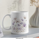 Floral Mug, Purple Poppy Mug, Flower Mug, Botanical Mug, Watercolor Floral Mug, Coffee Mug, Tea Mug, Gift Idea - Tawshia