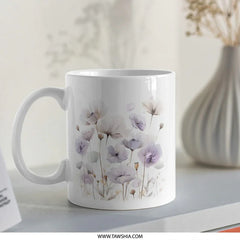 Floral Mug, Purple Poppy Mug, Flower Mug, Botanical Mug, Watercolor Floral Mug, Coffee Mug, Tea Mug, Gift Idea - Tawshia