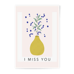 I Miss You Photographic Print, Floral Vase Art, Minimalist Wall Decor, Sentimental Gift, Blue Flower Art Print, Home Decor - Tawshia