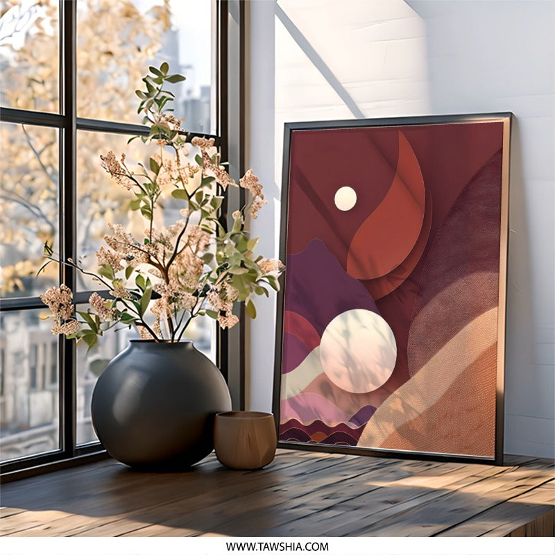 Abstract Landscape Wall Art, Modern Art Print, Geometric Shapes Poster, Minimalist Home Decor, Contemporary Artwork, Unique Wall Decor - Tawshia
