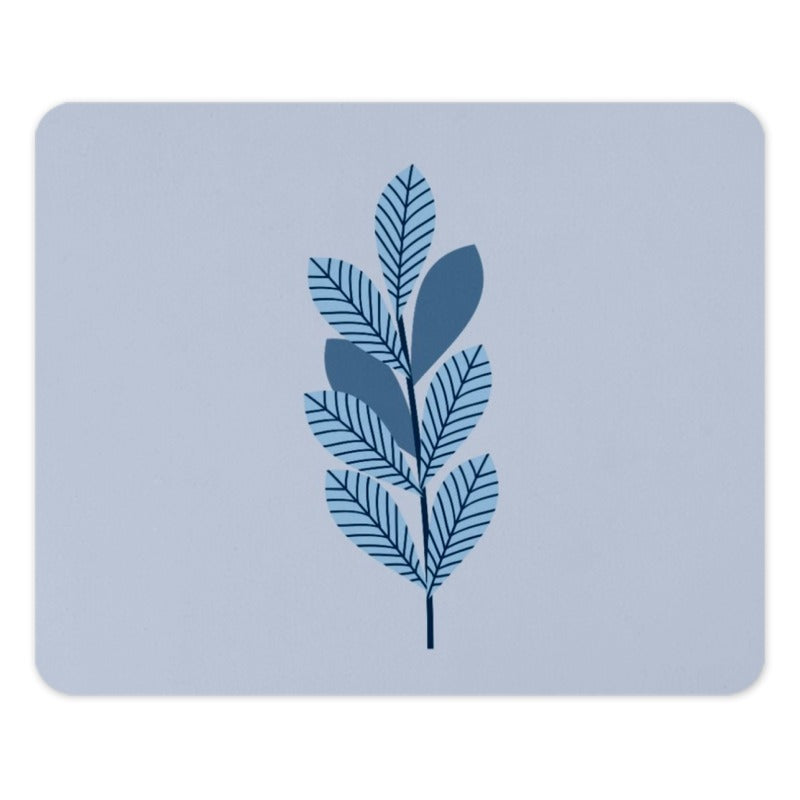 Blue Leaves Mouse Pad, Botanical Mousepad, Leaf Design, Office Decor, Desk Accessory, Computer Mouse Mat, Nature Inspired Gift - Tawshia