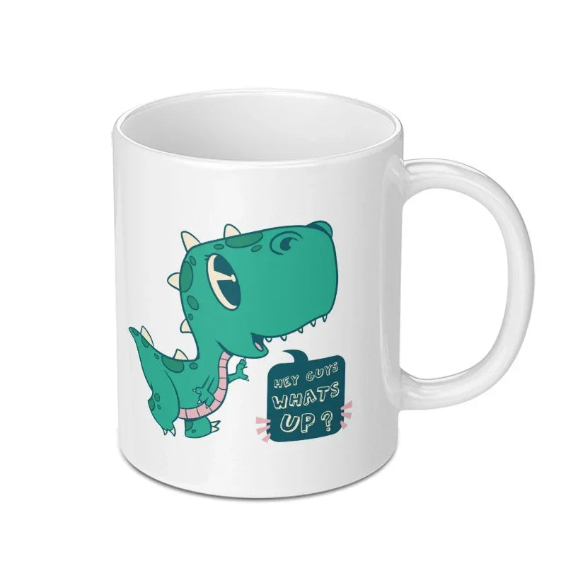 Cute Dinosaur Saying Hey Guys Whats Up Coffee Mug Product