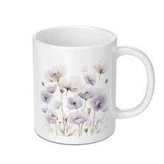 Floral Mug, Purple Poppy Mug, Flower Mug, Botanical Mug, Watercolor Floral Mug, Coffee Mug, Tea Mug, Gift Idea - Tawshia