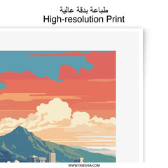 Honolulu Hawaii Photographic Print, Beach Skyline Art, Travel Poster, Island Decor, Tropical Wall Art, Vacation Souvenir, Retro Style Print - Tawshia