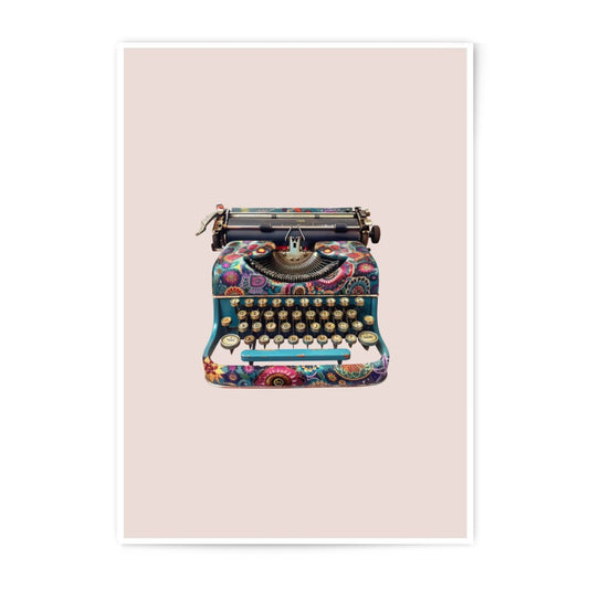 Colorful Typewriter Photographic Prints, Vintage Decor, Home Office Art, Unique Gift, Flower Print, Typewriter Art, Writer Gift - Tawshia