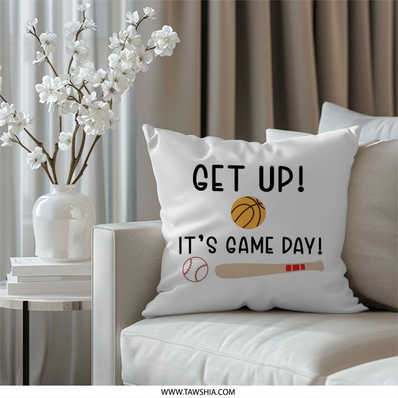 Get Up Its Game Day Pillow, Baseball Pillow, Basketball, Sports Pillow, Gift for Sports Lover, Kids Room Decor, Throw Pillow - Tawshia