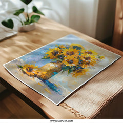 Sunflower Photographic Print, Floral Still Life Art, Yellow Flower Print, Impressionist Art, Flower Bouquet Art Print - Tawshia