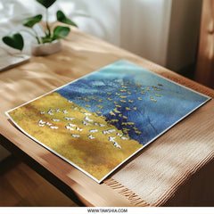 Butterfly Photographic Print, Gold Butterfly Wall Art, Butterfly Home Decor, Blue and Gold Abstract Art, Insect Art Print, Modern Art - Tawshia