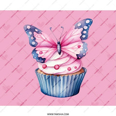Butterfly Cupcake MousePad, Pink Hearts Desk Accessory, Cute Girly Office Decor, Sweet Treat Gift Idea, Whimsical Mouse Pad - Tawshia