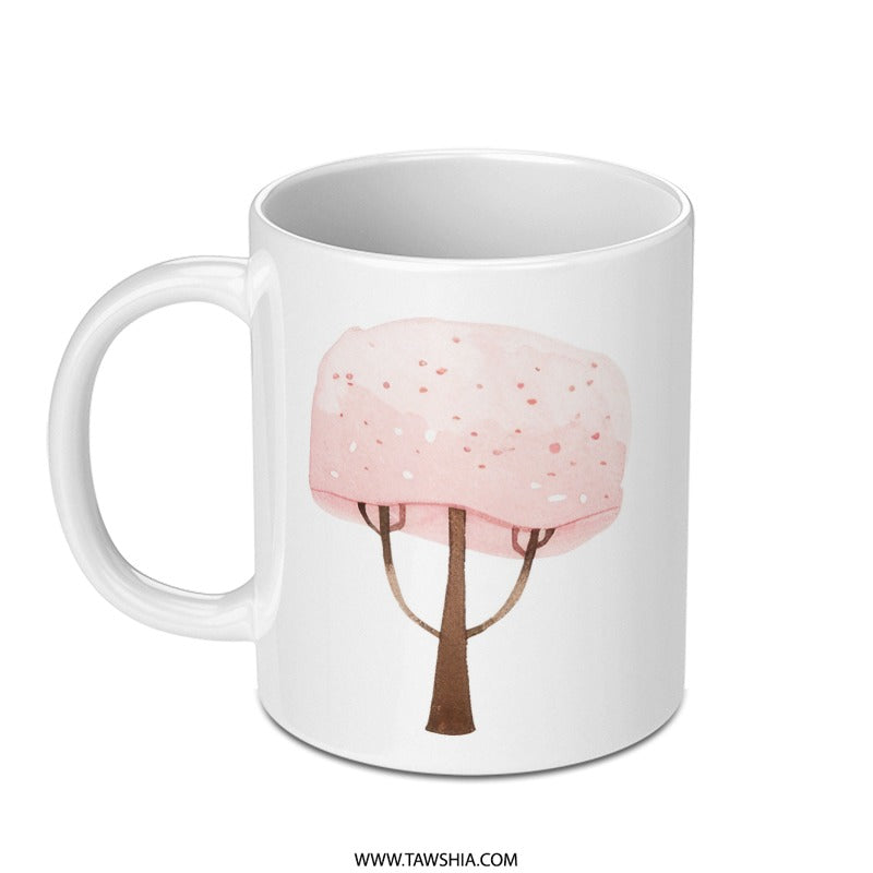 Pink Cherry Tree Mug, Quote Mug, Positive Feedback Mug, Inspiration Coffee Cup, Motivational Tea Mug, Gift for Her, Inspirational Mug - Tawshia