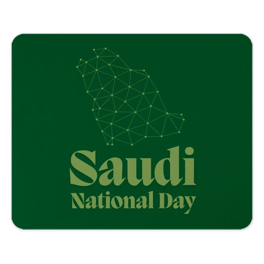 Saudi National Day Mouse Pad, Kingdom Map, Geometric Design, Green, Desk Decor, Unique Gift, Office Accessory, Gaming Mousepad - Tawshia
