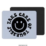 Take Care of Yourself Mouse Pad, Smiley Face, Cute Desk Decor, Positive Vibes, Motivational Gift, Fun Office Accessory - Tawshia