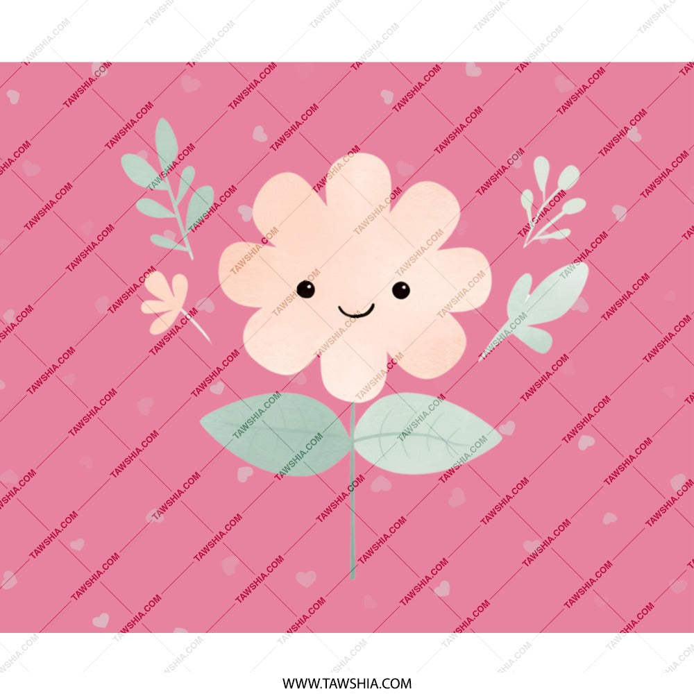 Cute Flower Mouse Pad, Smiling Floral Art, Pink Hearts, Whimsical Desk Decor, Kawaii Mousepad, Office Accessories, Computer Gift - Tawshia