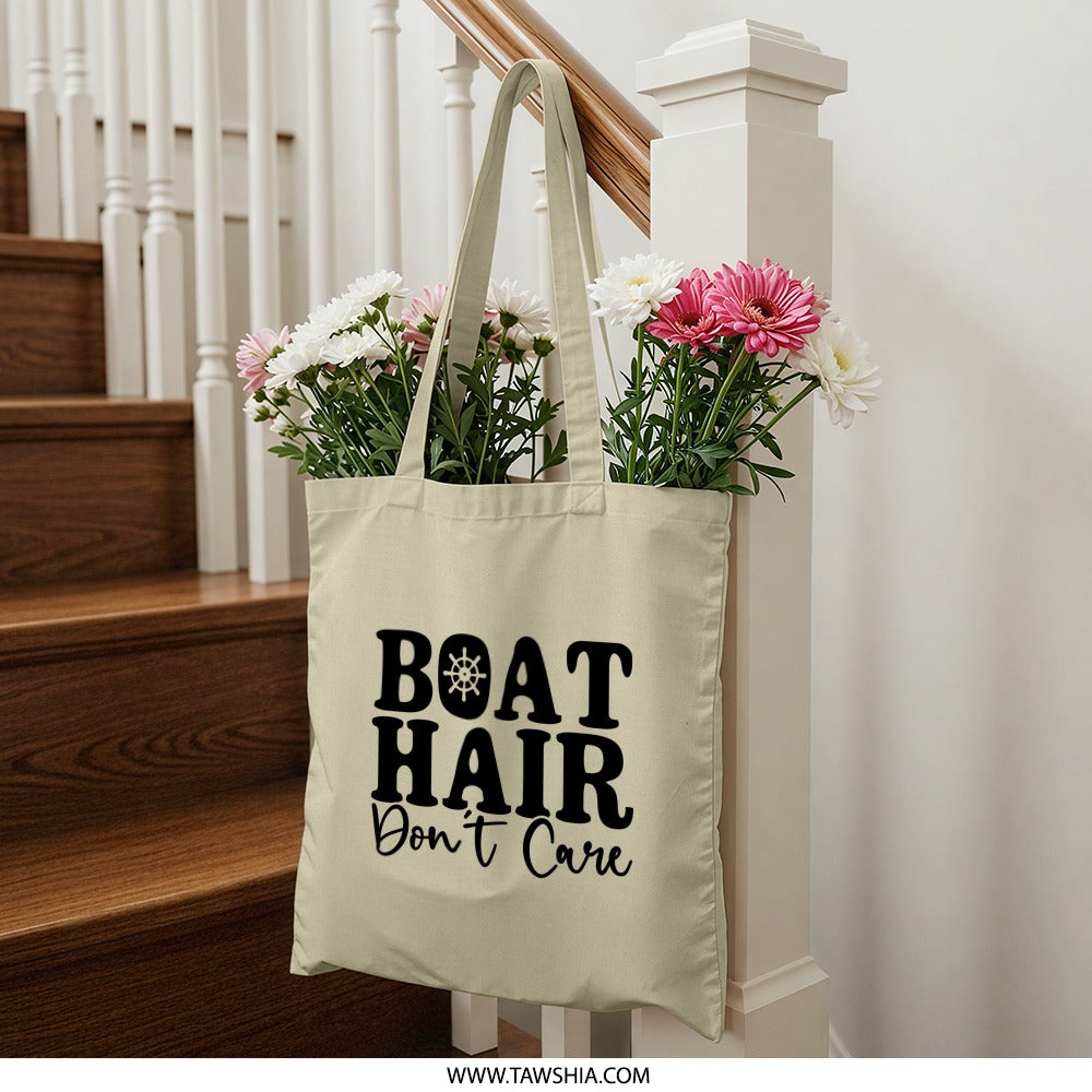 Boat Hair Don't Care Tote Bag, Nautical Tote, Beach Bag, Boating Gift, Funny Tote Bag, Weekend Bag, Gift for Boaters, Everyday Tote Bag - Tawshia