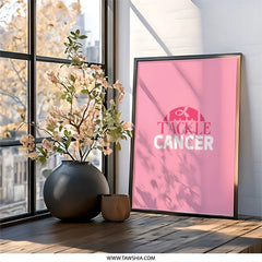Tackle Cancer Wall Art, Pink Ribbon Decor, Inspirational Gift, Fight Cancer, Survivor Gift, Awareness Art, Hope, Framed Art - Tawshia