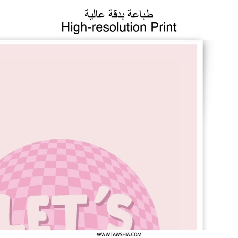 Lets Party Photographic Print, Pink Checkered Design, Fun Art Print, Party Decor, Celebration Art, Wall Decor, Trendy Aesthetic - Tawshia