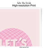 Lets Party Photographic Print, Pink Checkered Design, Fun Art Print, Party Decor, Celebration Art, Wall Decor, Trendy Aesthetic - Tawshia