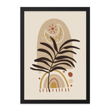 Boho Sun Moon Wall Art, Minimalist Plant Print, Neutral Tone Art, Celestial Home Decor, Modern Bohemian Wall Art, Framed Wall Art - Tawshia