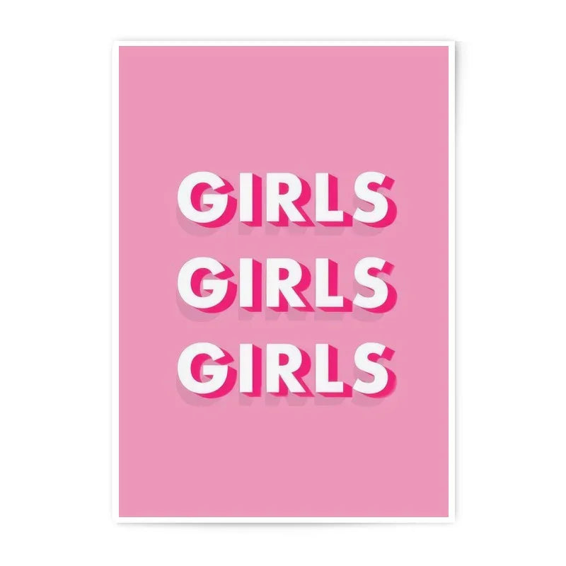 Girls Girls Girls, Photographic Print, Pink Wall Art, Girly Decor, Typography Poster, Statement Art, Girls Room Decor, Inspirational Art - Tawshia