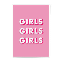 Girls Girls Girls, Photographic Print, Pink Wall Art, Girly Decor, Typography Poster, Statement Art, Girls Room Decor, Inspirational Art - Tawshia