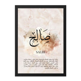 Salih Arabic Calligraphy Wall Art, Islamic Art Decor, Muslim Home Decor, Gift for Muslims, Modern Islamic Wall Art, Arabic Name Art - Tawshia