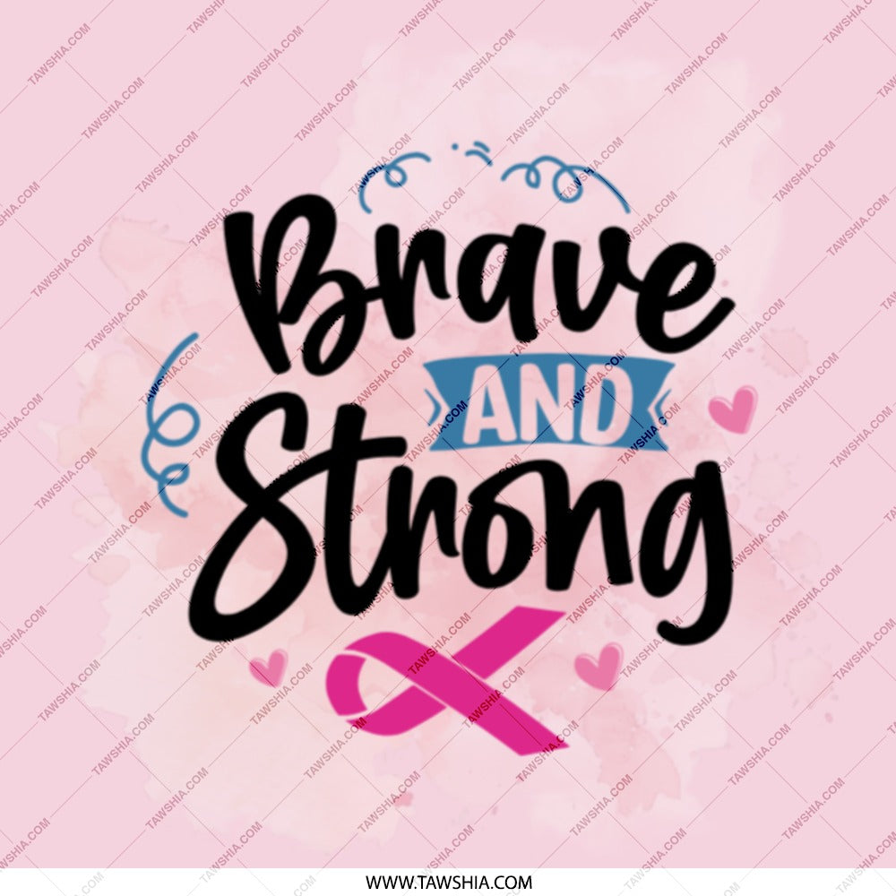 Brave Strong Mirror, Pink Ribbon Mirror, Cancer Awareness Mirror, Support Gift, Inspirational Mirror, Pocket Mirror, Compact Mirror - Tawshia