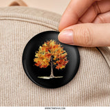 Fall Tree Pinback Button, Autumn Leaves Button, Watercolor Tree Button, Seasonal Gift, Nature Lover Pin, Colorful Tree Design - Tawshia