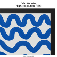 Indigo Waves Wall Art, Abstract Line Art Print, Modern Home Decor, Coastal Painting, Navy Blue Artwork, Minimalist Wave Art - Tawshia