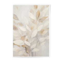 Beige Leaves Photographic Print, Neutral Botanical Wall Art, Cream and Brown Leaf Decor, Modern Floral Photography, Elegant Nature Print - Tawshia
