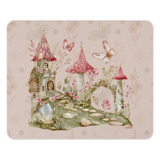 Fairy MousePad, Cottagecore Aesthetic, Mushroom House, Butterfly, Floral Computer Mat, Gaming Desk Accessories, Cute Office Decor - Tawshia
