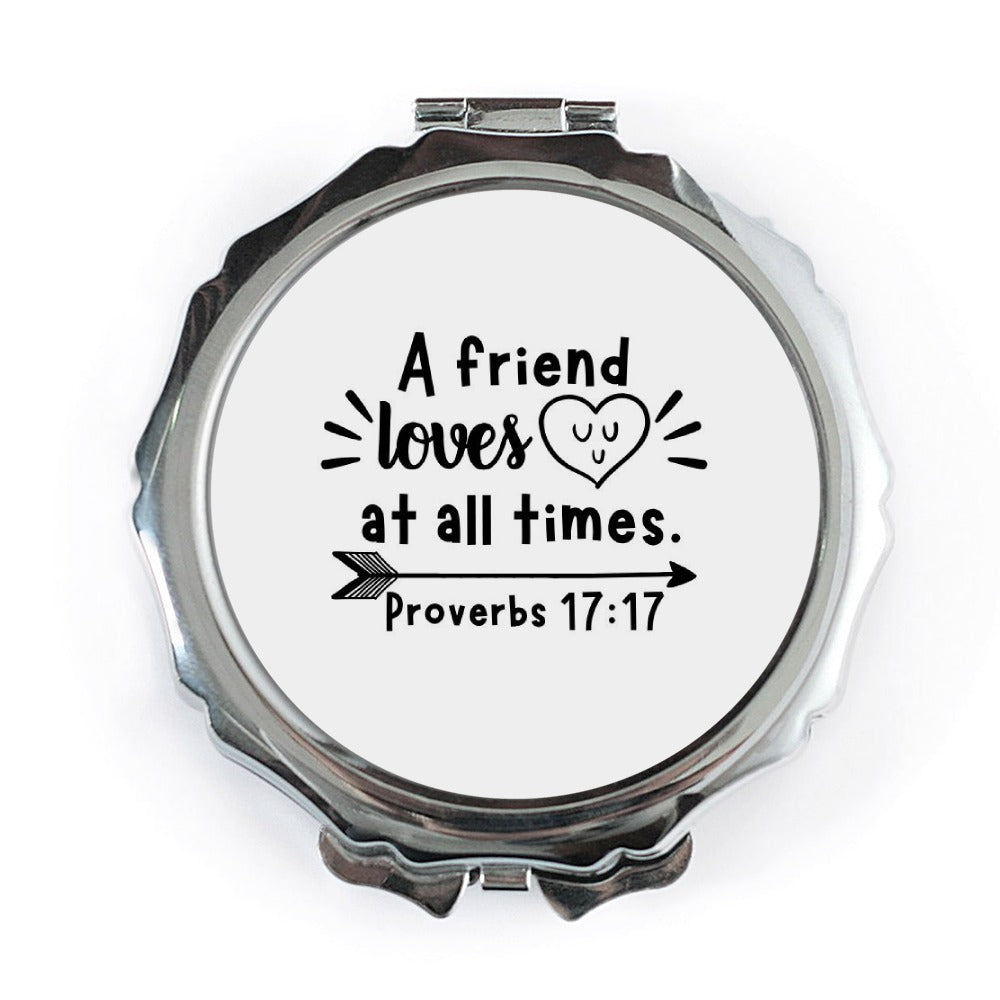 Friend Loves Pocket Mirror, Proverbs Quote, Religious Gift, Christian Mirror, Best Friend Gift, Inspiration Pocket Mirror, Cute Heart - Tawshia