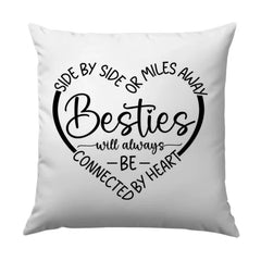 Besties Pillow, Best Friends Gift, Friendship Pillow, Long Distance Friendship, Side by Side or Miles Away Throw Pillow, Home Decor - Tawshia