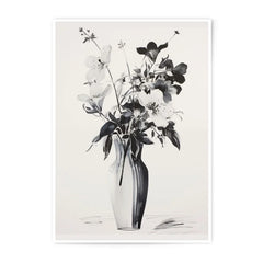 Floral Photographic Print, Flower Bouquet Art, Botanical Wall Decor, Black and White Photography, Vase of Flowers Print, Home Decor Art - Tawshia
