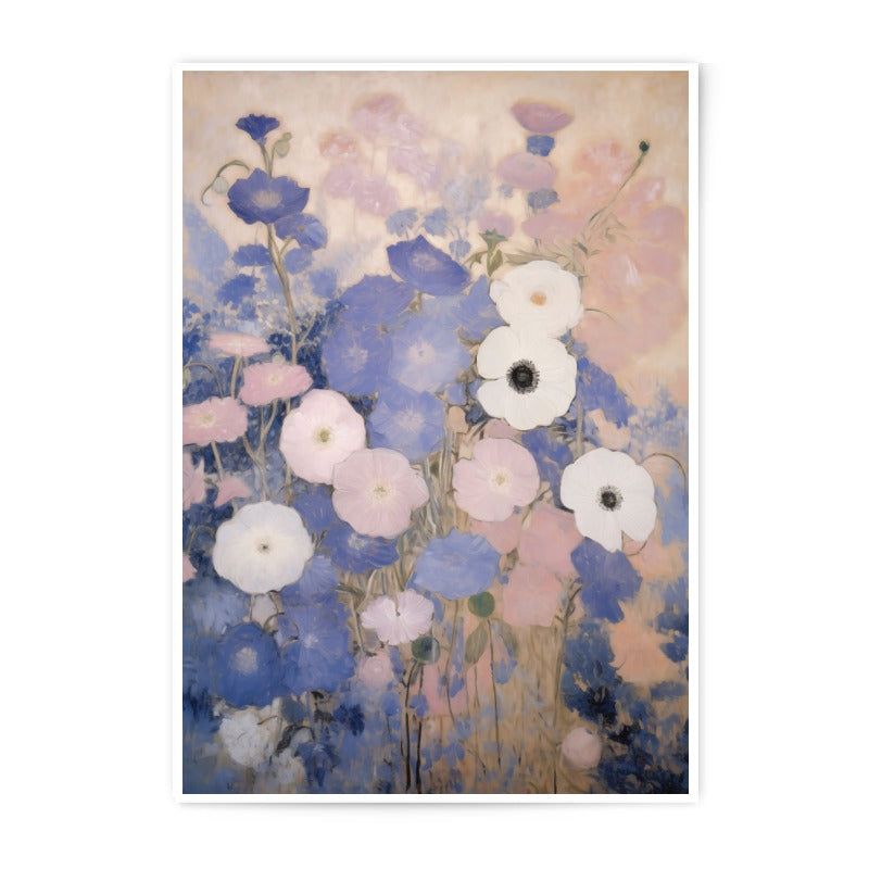 Floral Photographic Print, Anemone Art Print, Flower Photography, Botanical Wall Art, Pink Blue Flower Print, Home Decor Art - Tawshia
