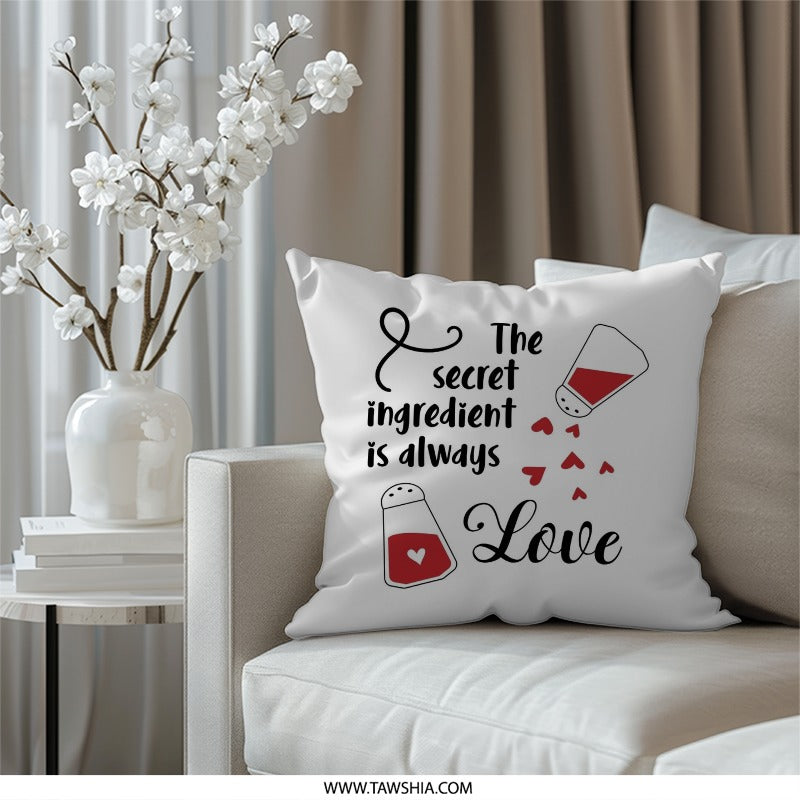 Love Ingredient Pillow, Kitchen Decor Pillow, Love Recipe Pillow, Gift for Chef Pillow, Hearts Pillow, Cute Love Pillow, Kitchen Pillow - Tawshia