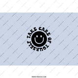 Take Care of Yourself Tumbler, Smiley Face Tumbler, Mental Health Tumbler, Positive Affirmation, Trendy Tumbler, Tumbler with Straw - Tawshia