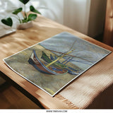 Fishing Boats on The Beach Photographic Print, Van Gogh Art, Seascape Art, Impressionism Painting, Fine Art Print - Tawshia