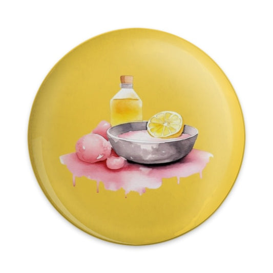 Lemon Still Life Pinback Button, Watercolor Painting Badge, Pink Lemonade Art, Gift for Her, Summer Aesthetic Accessories - Tawshia