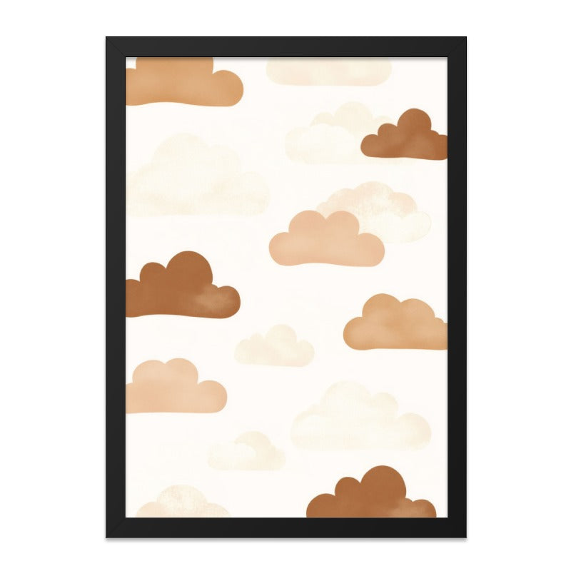 Brown Clouds Wall Art, Nursery Decor, Dreamy Sky Print, Kids Room Art, Cute Cloud Illustration, Whimsical Wall Hanging, Modern Wall Decor - Tawshia