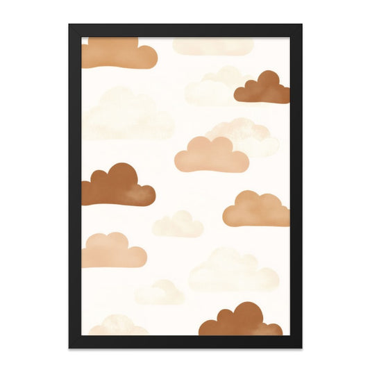 Brown Clouds Wall Art, Nursery Decor, Dreamy Sky Print, Kids Room Art, Cute Cloud Illustration, Whimsical Wall Hanging, Modern Wall Decor - Tawshia