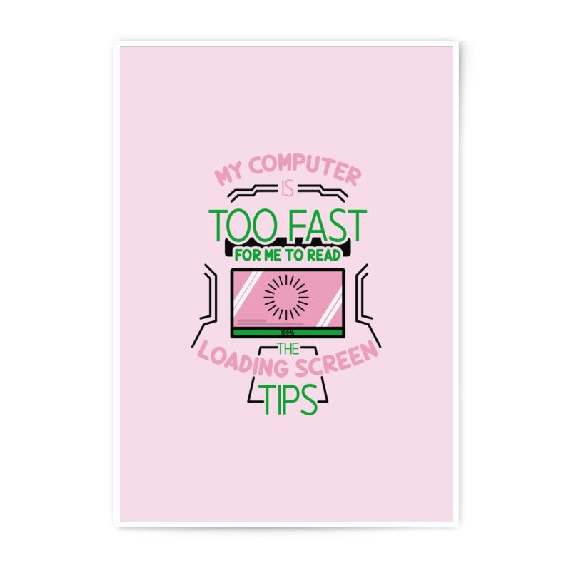 Funny Computer Loading Screen Photographic Prints, Gamer Wall Decor, Tech Humor Art Print, Pink Green Aesthetic, Gift for Computer Geeks - Tawshia