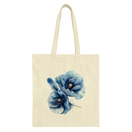 Blue Poppy Tote Bag, Floral Design, Botanical Art, Stylish Tote, Gift for Her, Everyday Bag, Trendy Bag, Reusable Shopping Bag - Tawshia