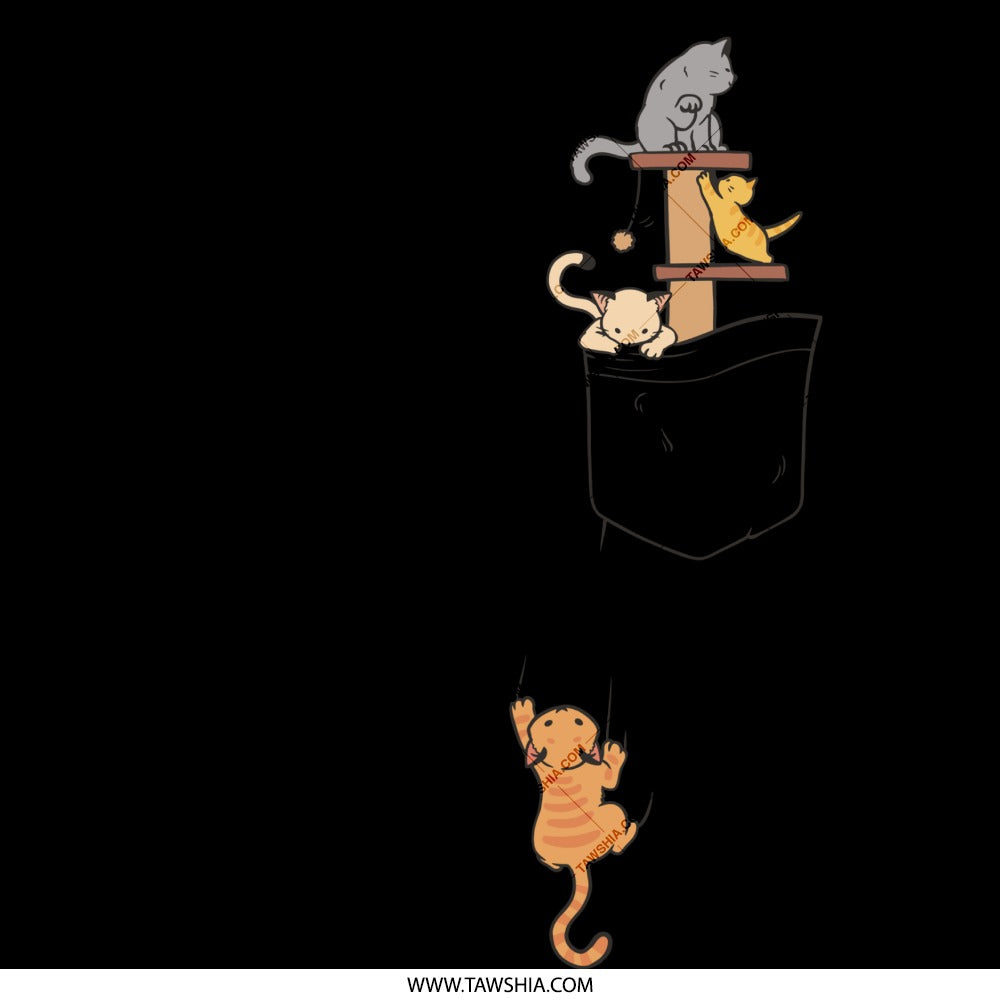 Playful Cats on a Tree with Pocket T-shirt product