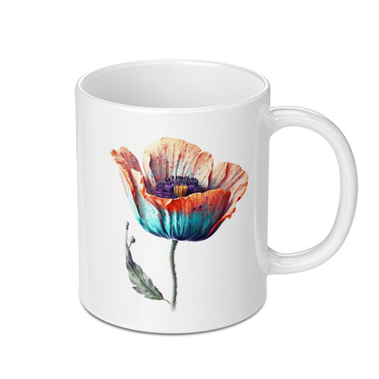 Colorful Floral Mug, Poppy Flower Cup, Watercolor Art, Unique Gift, Tea Coffee Mug, Pretty Mug - Tawshia