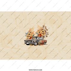 Sunflower Truck Tumbler, Vintage Car Drinkware, Fall Inspired Tumbler, Floral Autumn Cup, Car Lover Gift, Unique Tumbler Design - Tawshia