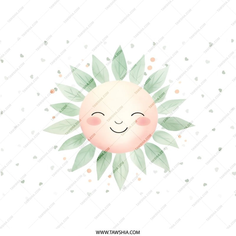 Smiling Sun Pillow, Leaf Crown Decor, Nursery Decor, Childrens Pillow, Kids Room, Baby Gift, Playroom Pillow, Whimsical Pillow - Tawshia